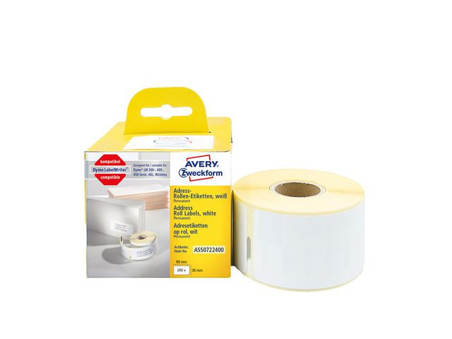 BildeEtikett AVERY på rulle 89x36mm 260/fp