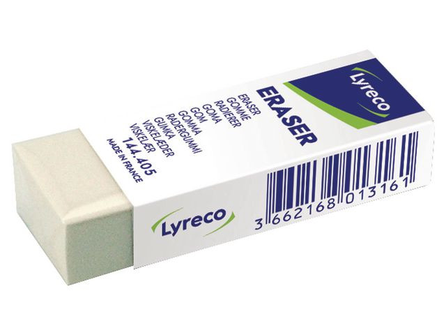 BildeRadergummi LYRECO 62x22x12mm vit