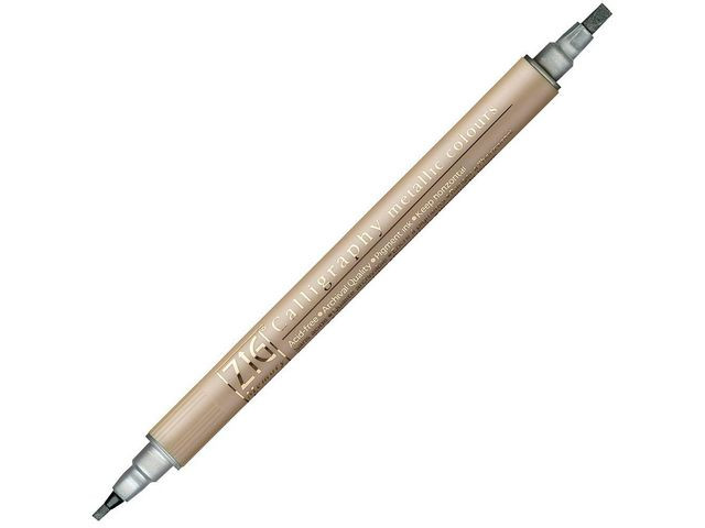 BildeKalligrafipenna ZIG dubbel spets silver