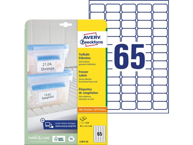 BildeEtikett AVERY Freezer 38,1x21,2 1625/fp
