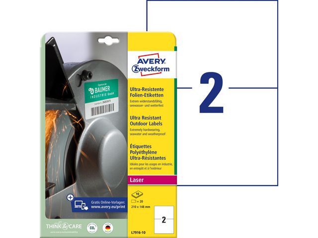 BildeEtikett AVERY Stretch 210x148mm 20/fp