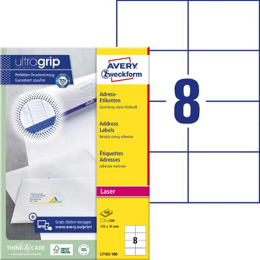 BildeEtikett AVERY Laser 105x74mm 800/fp