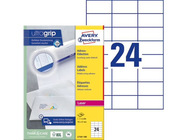 BildeEtikett AVERY Laser 70x37mm 2400/fp
