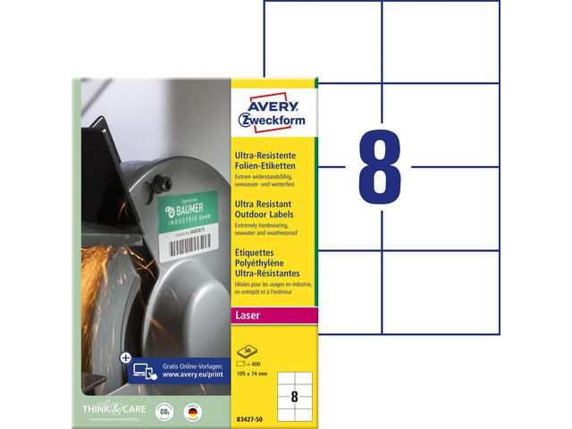 BildeEtikett AVERY Stretch 74x105mm 400/fp