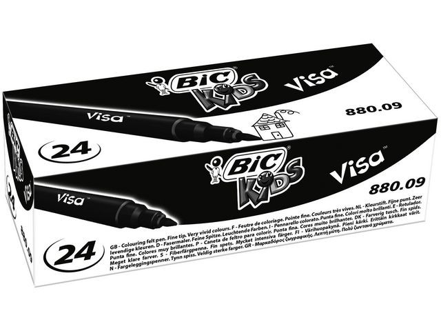 BildeFiberpenna BIC Kids Visa F svart 24/fp