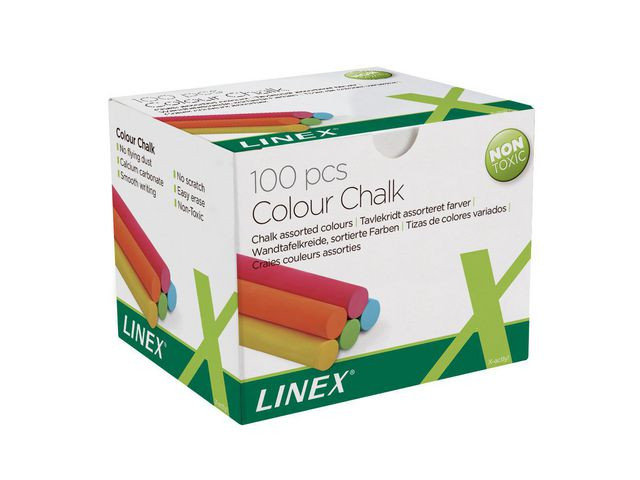 BildeTavelkrita LINEX sort färger 100/fp