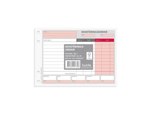 BildeBlankett bokföringsorder A5L 50 blad