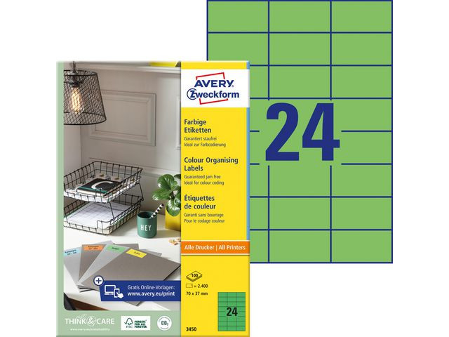 BildeEtikett AVERY grön 70x37mm 2400/fp