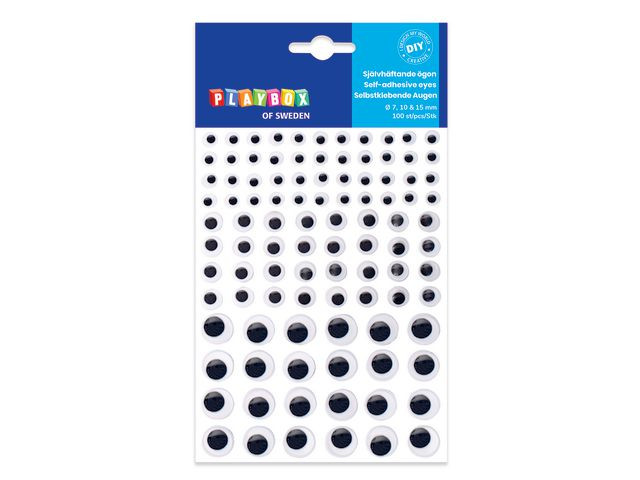 BildePlastögon PET svart/vit 100/fp