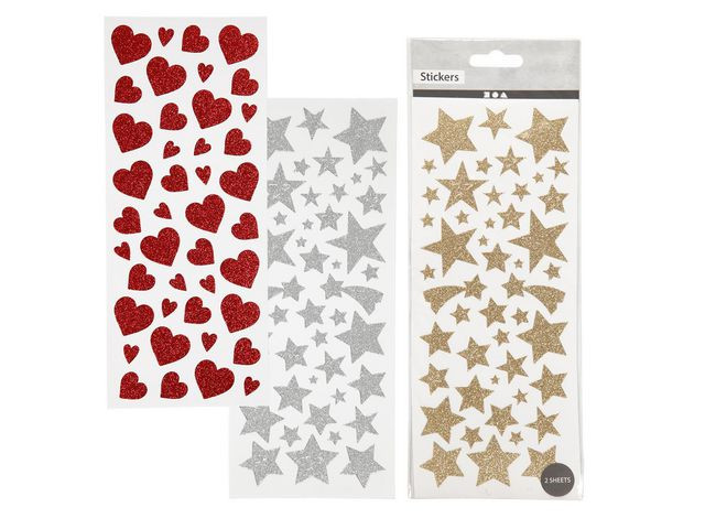 BildeGlitterstickers hjärtan stjärnor 556/fp