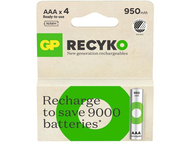BildeBatteri Laddbar GP Recyko 950 AAA 4/fp