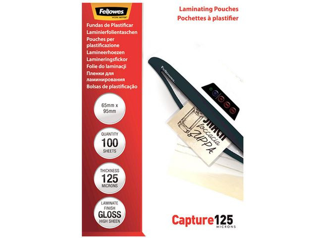 BildeLaminat FELLOWES 64x95mm 125mic 100/fp
