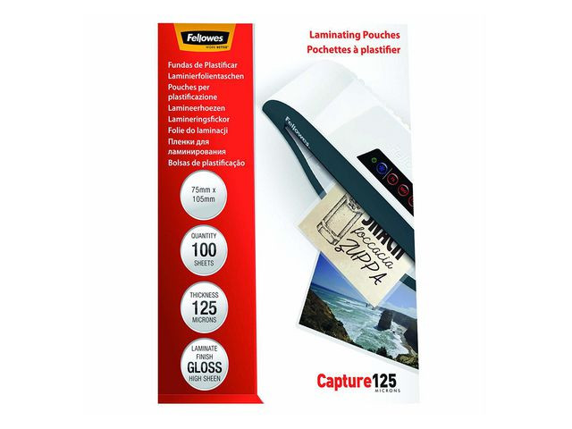 BildeLaminat FELLOWES 75x105mm 125mic 100/fp