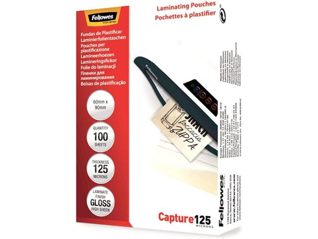 BildeLaminat FELLOWES 60x90mm 125mic 100/fp