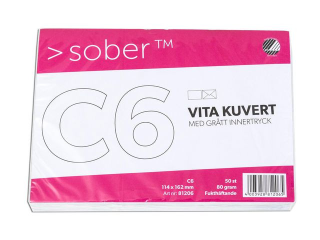 BildeKuvert SOBER C6 FH 90g vit 50/fp