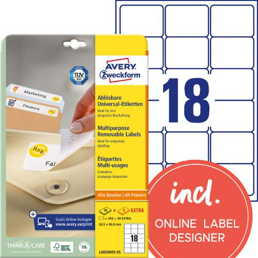BildeEtikett AVERY avtagb 63,5x46,6mm 540/fp