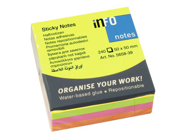BildeNotes INFO NOTES kub 50x50mm neon