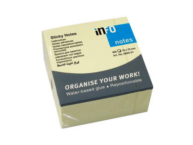 BildeNotes INFO NOTES kub 75x75mm gul