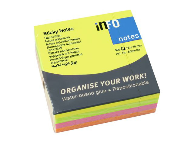 BildeNotes INFO NOTES kub 75x75mm neon