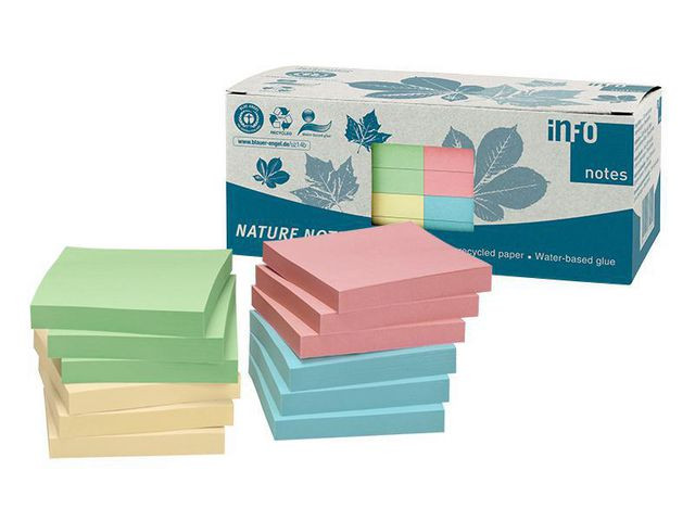 BildeNotes INFO NOTES recy 75x75 färger 12/fp