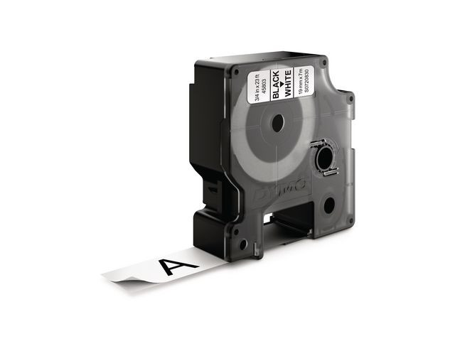 BildeTape DYMO D1 19mm svart på vit 10/fp