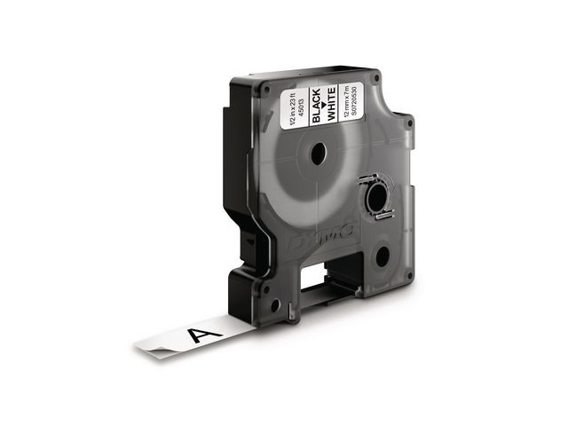 BildeTape DYMO D1 12mm svart på vit 10/fp