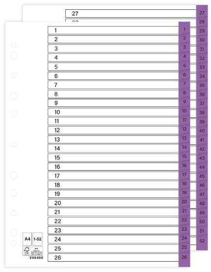 BildeRegister plastflik 1-52 lila 5/fp