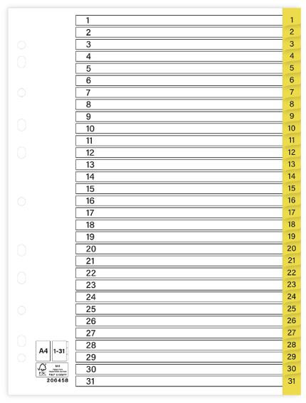 BildeRegister plastflik 1-31 gul 10/fp