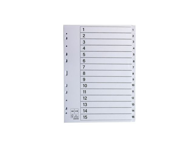BildeRegister plastflik 1-15 vit 10/fp