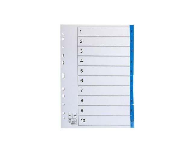 BildeRegister plastflik 1-10 blå 10/fp