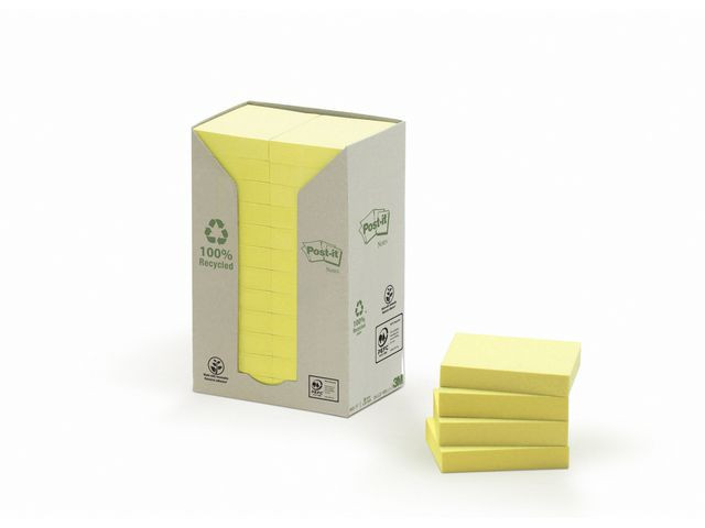 BildeNotes POST-IT 100% recy 38x51 gul 24/fp