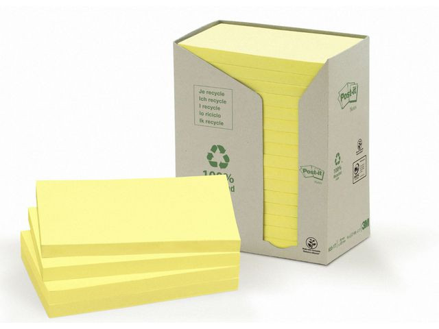BildeNotes POST-IT 100% recy 127x76 gul 16/fp