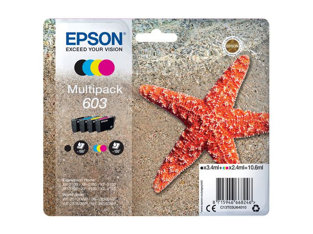 BildeEpson 603 BK/C/M/Y (svart/cyan/magenta/gul) blekkpatroner 4-pakk 1 x 3,4 ml / 3 x 2,4 ml