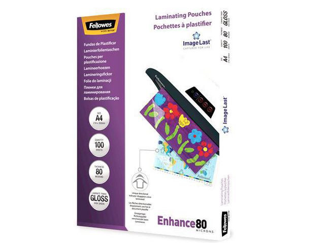 BildeLaminat FELLOWES A4 80mic klar 100/fp