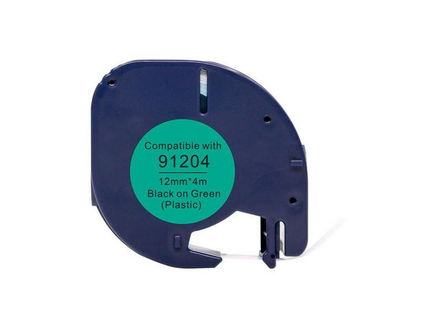 BildeTape plast 12mmx4m svart på grön