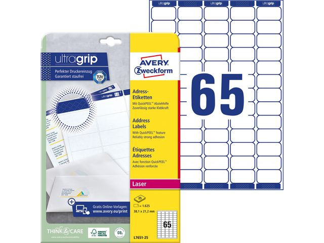 BildeEtikett AVERY QP 38,1x21,2mm 1625/fp