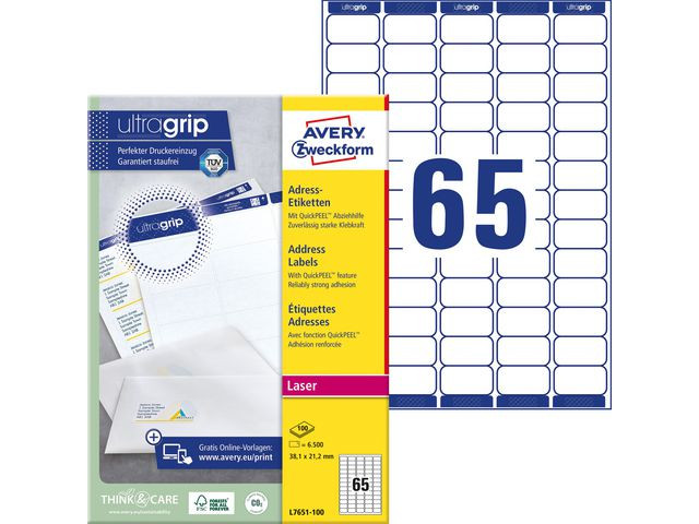 BildeEtikett AVERY QP 38,1x21,2mm 6500/fp
