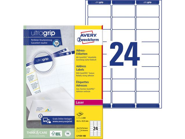 BildeEtikett AVERY UG 63,5x33,9mm 2400/fp