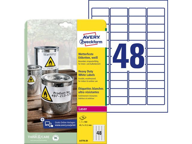 BildeEtikett AVERY Slitst. 45,7x21,2mm 960/fp