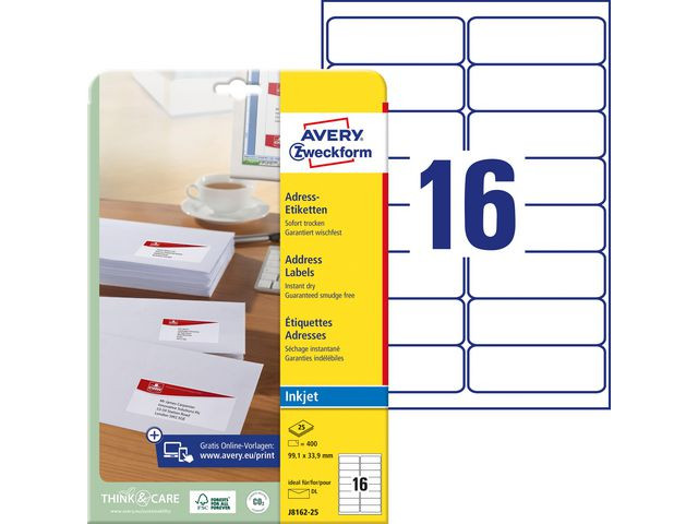 BildeEtikett AVERY QD 99,1x33,9mm 400/fp