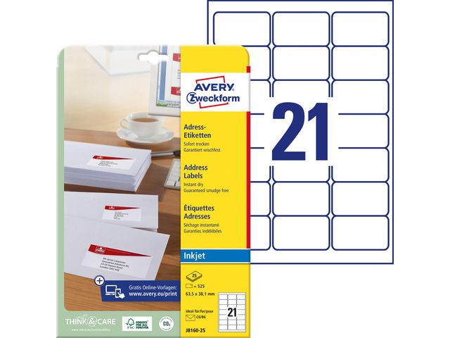 BildeEtikett AVERY QD 63,5x38,1mm 525/fp