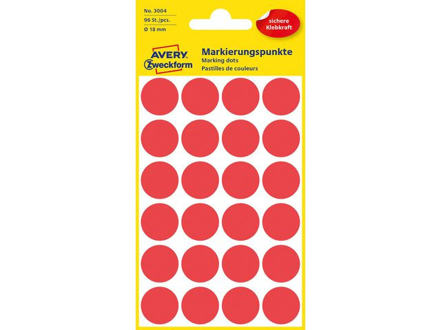 BildeFärgkodningsprick AVERY Ø18mm röd 96/fp