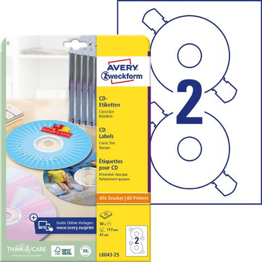 BildeEtikett AVERY Classic size CD 50/fp
