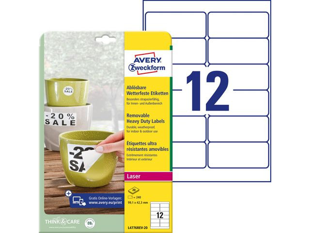 BildeEtikett AVERY Slitst 99,1x42,3mm 240/fp