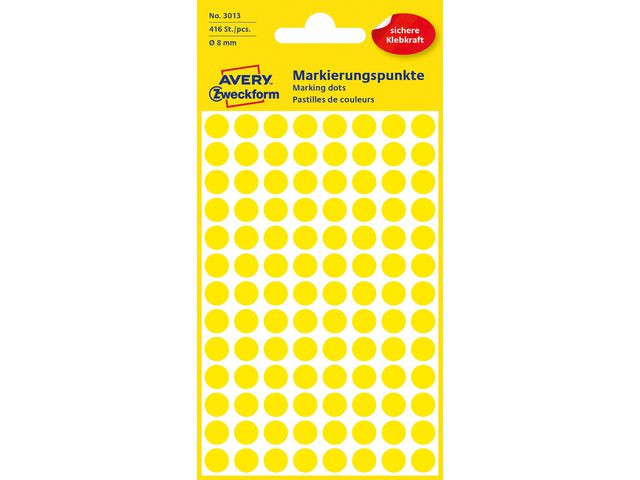 BildeFärgkodningsprick AVERY Ø8mm gul 416/fp