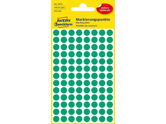 BildeFärgkodningsprick AVERY Ø8mm grön 416/fp