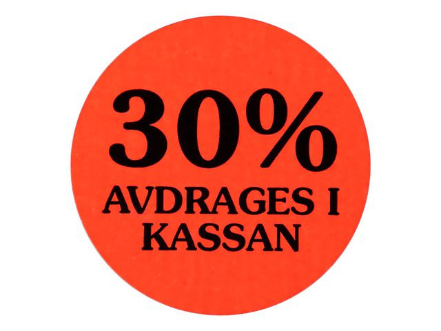 BildeEtikett 30% avdrages i kassan 2000/RL