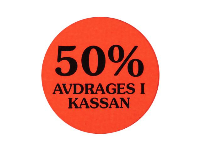 BildeEtikett 50% avdrages i kassan 2000/RL
