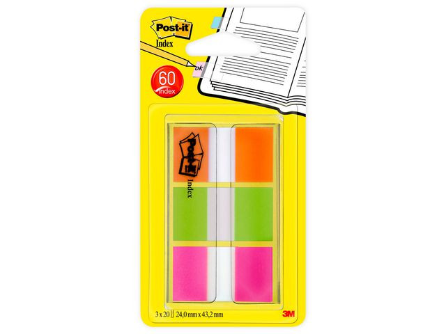 BildeIndex POST-IT 24x43,2mm neon 60/fp