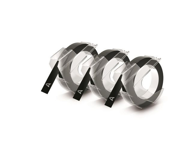 BildePräglingsband DYMO 9mmx3m svart 3/fp